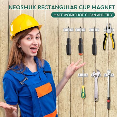 Neosmuk Bar Magnets with Screws, 70lbs Strong Neodymium Disc Magnet with Holes,Cup Magnet with Mounting Hole Heavy Duty, Rectangular Rare Earth Magnetic High Strength,Silver 4 Pack in Kuwait