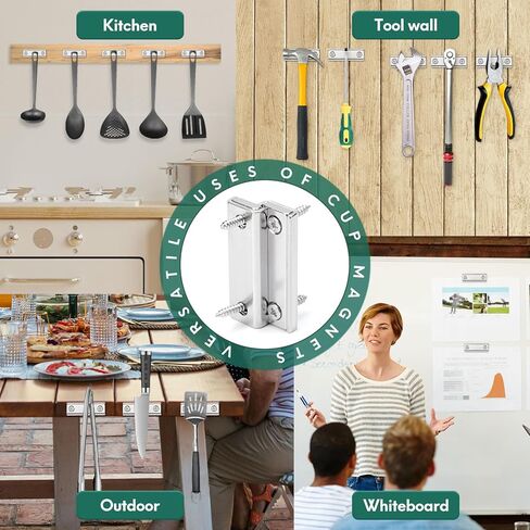 Neosmuk Bar Magnets with Screws, 70lbs Strong Neodymium Disc Magnet with Holes,Cup Magnet with Mounting Hole Heavy Duty, Rectangular Rare Earth Magnetic High Strength,Silver 4 Pack in Kuwait