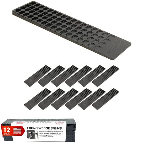 Prescored Plastic Shims for Leveling (12 Pack) 5-1/2-Inch Length - Professional Quick-Snap Scored Wedges to Level Doors, Toilet Shims, Windows, Cabinets – Indoor Outdoor Use - Made in USA in Kuwait