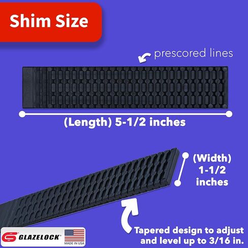 Prescored Plastic Shims for Leveling (12 Pack) 5-1/2-Inch Length - Professional Quick-Snap Scored Wedges to Level Doors, Toilet Shims, Windows, Cabinets – Indoor Outdoor Use - Made in USA in Kuwait