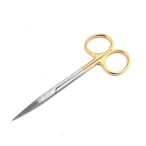 مقص بمقبض مستقيم مطلي بالذهب مقاس 4.5 بوصة، فنون وحرف جراحية للأسنان من TeckMed in Kuwait