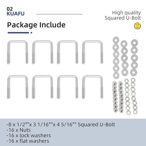 (8) U-Bolts for Boat Trailer Square 1/2" Dia x 3 1/16" x4 5/16" UBolt U Bolt in Saudi Arabia