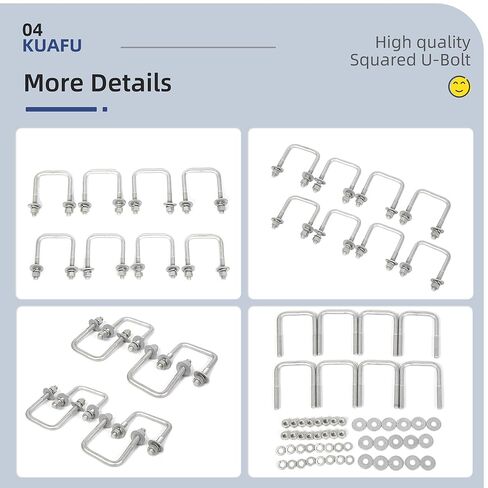 (8) U-Bolts for Boat Trailer Square 1/2" Dia x 3 1/16" x4 5/16" UBolt U Bolt in Saudi Arabia