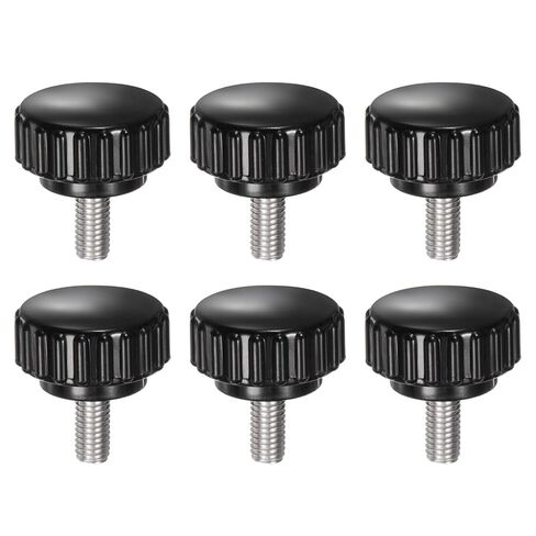 6pcs Knurled Clamping Knobs M5 x 12mm Metric 304 Stainless Steel Male Thread Thumb Screw on Type 22mm Plastic Round Head Threaded Hand Bolt Stud Knobs Black in Saudi Arabia