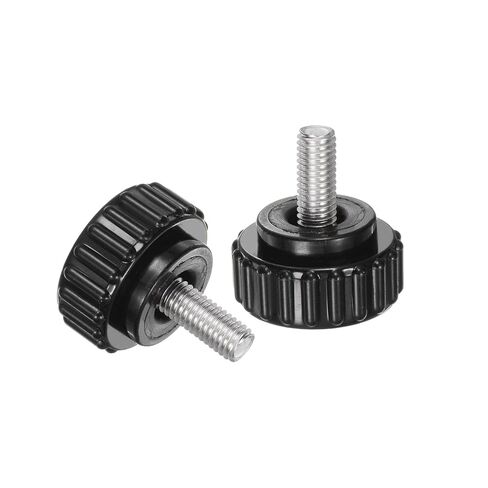 6pcs Knurled Clamping Knobs M5 x 12mm Metric 304 Stainless Steel Male Thread Thumb Screw on Type 22mm Plastic Round Head Threaded Hand Bolt Stud Knobs Black in Saudi Arabia