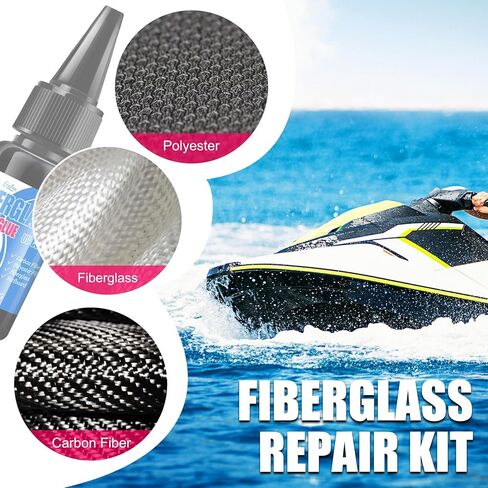 Fiberglass Repair Kit - Surfboard Repair Kit, UV Repair Glue with UV Light, Quickly Repair Scratches, Holes, and Gaps in Fiberglass, Polyester, Carbon Fiber - Fiberglass Filler for Surfboard Gelcoat in Kuwait