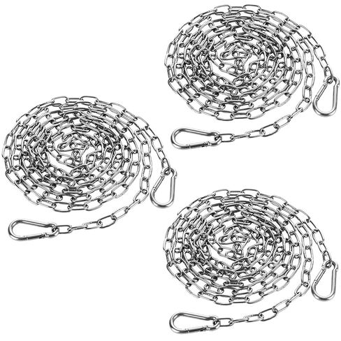 Acrux7 3 Sets Stainless Steel Chain with M4 Carabiners, 6.56ft 5/64 inch (2mm) Small Chain Link Lightweight Metal Chains Safety Kit for Hanging Plants, Pictures, Light, Indoor Outdoor, 55lbs Capacity in Saudi Arabia