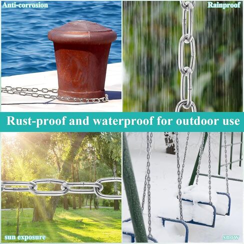 Acrux7 3 Sets Stainless Steel Chain with M4 Carabiners, 6.56ft 5/64 inch (2mm) Small Chain Link Lightweight Metal Chains Safety Kit for Hanging Plants, Pictures, Light, Indoor Outdoor, 55lbs Capacity in Saudi Arabia