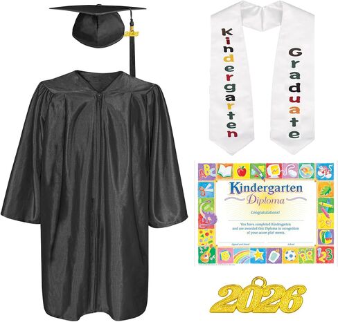 Happy Secret Preschool&Kindergarten Graduation Cap and Gown Stole Set with 2025 Tassel and Certificate for kids in Kuwait