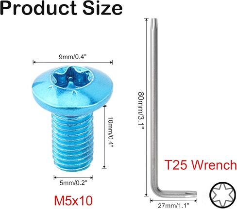 12 قطعة دراجة مكبح قرصي البراغي MTB الدوار البراغي M5x10mm مسامير مع الفولاذ المقاوم للصدأ T25 وجع-الأزرق in Kuwait