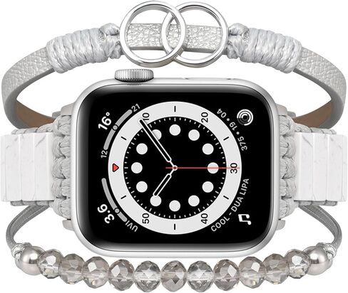 MOFREE Boho Leather Bracelet Compatible with Apple Watch Band 38mm 40mm 41mm Women, Handmade Multilayer Wrap Beaded Jewelry Apple Watch Strap for iWatch Series 9 8 7 6 5 4 3 2 1 Black in Kuwait