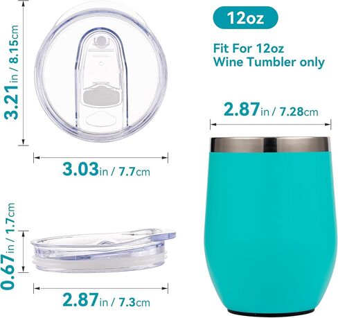 Wine Tumbler Lids, 12 oz Spill Proof 2.9 inch Diameter Lids for Wine Mugs Only in Kuwait