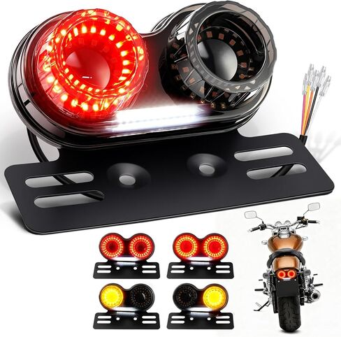 PBYMT Enhanced Motorcycle Tail Light, 90LEDs Break light Running Lights, IP67 Waterproof Turn Signals with License Plate Bracket Compatible with Street Bike Cruiser Chopper Bobber in Saudi Arabia