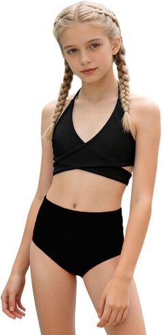 Swim Suits for Teens Girls 2 Piece Bikini Sets Criss Cross Bathing Suits Summer Vacation Beach Swimwear with Shorts in Saudi Arabia