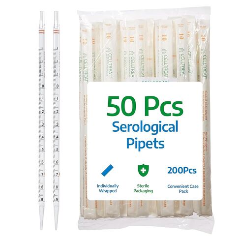 Celltreat 229230B Serological Pipet, 50mL Capacity, Sterile, Individually Wrapped/Bag (Case of 90) in Saudi Arabia