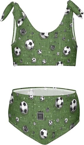 Black White Soccer Balls Green Girls Tankini Swimsuit Kids Bikini Sets 2 Pcs Bathing Suit 3T in Kuwait