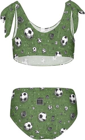 Black White Soccer Balls Green Girls Tankini Swimsuit Kids Bikini Sets 2 Pcs Bathing Suit 3T in Kuwait
