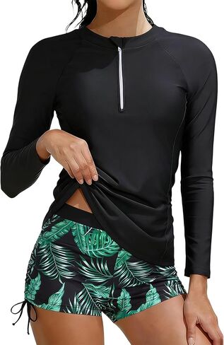 ملابس سباحة Hipea للفتيات من Rash Guard قطعتين ملابس سباحة بأكمام طويلة مع طباعة بدلة استحمام للفتيات المراهقات 7-16 سنة in Kuwait
