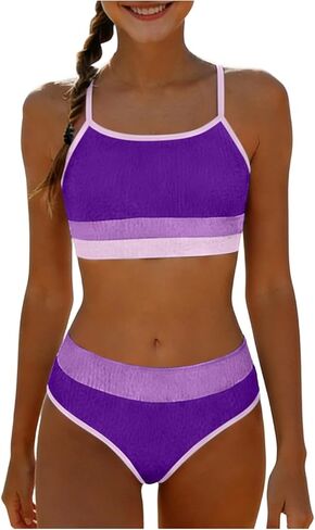 Swimsuit for Girls 2 Piece Bathing Suit Color-Block Bikini Sets Girls Swimsuits with Chest Pads Swimwear in Saudi Arabia