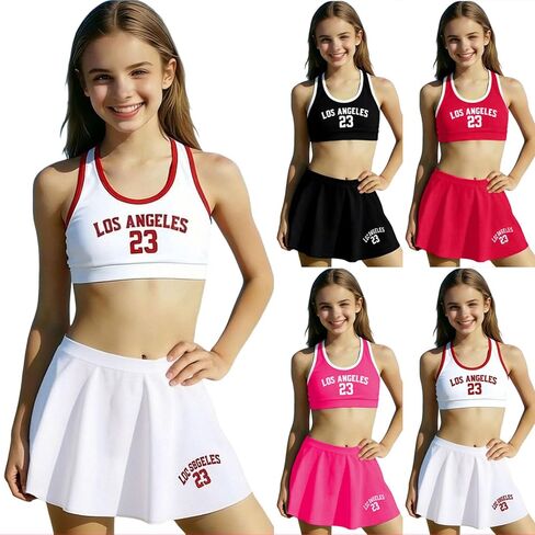 Swimsuits for Teen Girls 3 Piece Bathing Suit Summer Beach Sporty Bikini Set with Skirts for Kids 7-13 Years in Saudi Arabia
