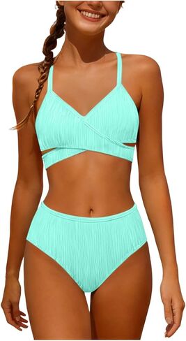 Girl Swimsuits Beach Sport Wrap Around Bikini Sets 2 Piece Teens Criss Cross Bathing Suit Summer Beach Swim Wear in Saudi Arabia