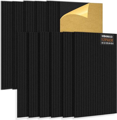 12 Pack Large Acoustic Panels, 47.2×23.6×0.4 inches, Soundproof Panels for Wall, Suitable for Media Room, Office, Studio&Home(Black) in Kuwait