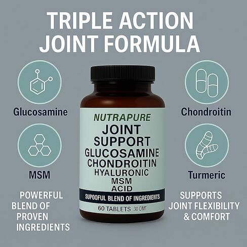 Nutrapure Joint Support - Allura Glucosamine & Chondroitin Complex, MSM, Hyaluronic Acid & Bamboo Extract – Joint Care Formula, Knee Health Suppplement, 120 Veggie Capsules (2) in Saudi Arabia