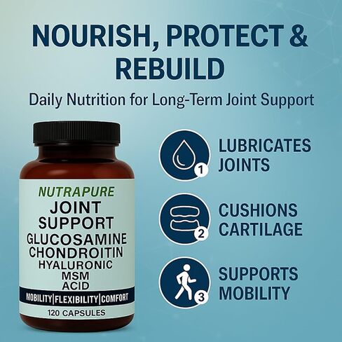 Nutrapure Joint Support - Allura Glucosamine & Chondroitin Complex, MSM, Hyaluronic Acid & Bamboo Extract – Joint Care Formula, Knee Health Suppplement, 120 Veggie Capsules (2) in Saudi Arabia