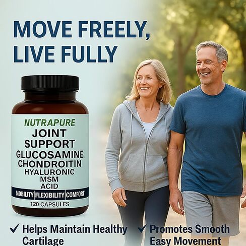 Nutrapure Joint Support - Allura Glucosamine & Chondroitin Complex, MSM, Hyaluronic Acid & Bamboo Extract – Joint Care Formula, Knee Health Suppplement, 120 Veggie Capsules (2) in Saudi Arabia
