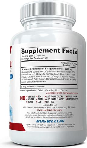 (3 Bottles Maximum Strength Joint Health & Support Supplement | Glucosamine, Chondroitin, Hyaluronic Acid & MSM | Flexibility Support for Healthy Knee & Back. 60 Capsules Each in Saudi Arabia