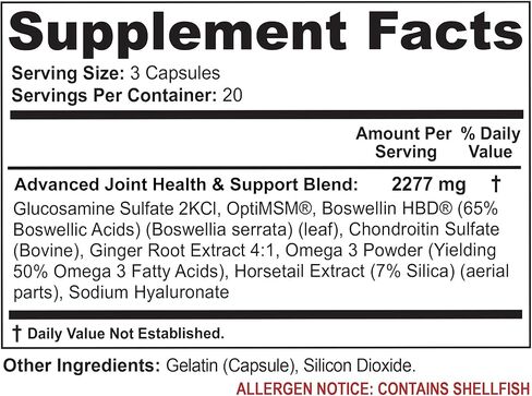 (3 Bottles Maximum Strength Joint Health & Support Supplement | Glucosamine, Chondroitin, Hyaluronic Acid & MSM | Flexibility Support for Healthy Knee & Back. 60 Capsules Each in Saudi Arabia