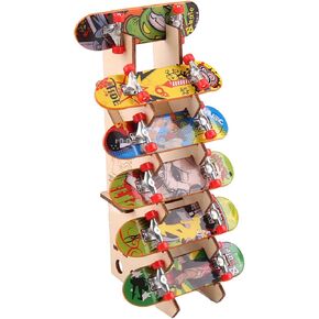 Wooden Fingerboard Display Stand, Holds 6 Mini Finger Skateboards, Compatible with Tech Deck, Collection Organizer for Displaying and Storing in Kuwait
