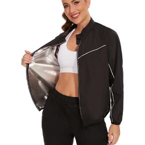 SEXYWG Sauna Jackets Women Long Sleeve Sauna Shirt Zipper Sweat Sauna Suit for Gym Running Exercise in Kuwait