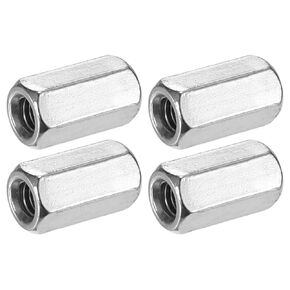 8-Pack M4 x 0.7-Pitch Hex Coupling Nuts, 25mm Length 304 Stainless Steel Fully Threaded Rod Coupling Nut for Machine/Industrial, Studding Connector Fasteners[Silver Tone] in Saudi Arabia