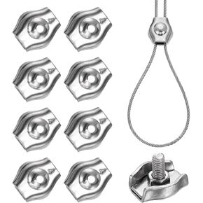 PATIKIL 9 Pcs Stainless Steel Single Wire Rope Clips, M5 Single Bolt Cable Clips Clamp for 1/8 Inch Diameter Wire Rope for Rigging Tent Guard Railing System, Silver in Kuwait