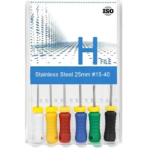 Colorful Stainless Steel Rotary Files H-Files Endo Files,Hand Use Stainless Steel H-Files 6pcs Mixed Packs 21mm/25mm #15-40 (25mm) in Kuwait