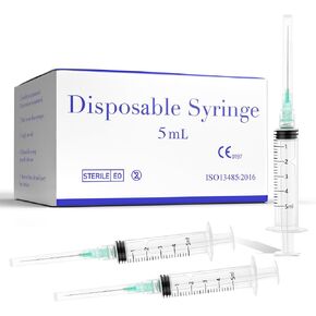 محاقن 5 مل بإبرة 21 قياس 1.5 بوصة - حقنة قفل Luer 5cc، 100 عبوة مغلفة بشكل فردي - درجة احترافية للمختبر والحرف الصناعية ونقل السوائل in Kuwait