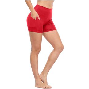 شورت راكب الدراجة النارية للسيدات للتحكم في البطن، شورت عالي الخصر للتمرين والجري واليوجا مع جيوب، شورت رياضي بمقاس كبير in Kuwait