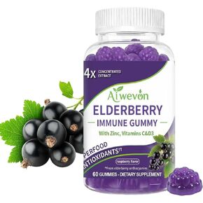 Sambucus Elderberry Gummies with Vitamin C & Zinc: Black Elderberry Immune Support Gummies for Adults, 64X Elderberry Extract Antioxidant Formula, Vegan Immune Support Supplement 60 Capsules in Saudi Arabia