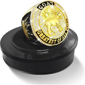 Goat Championship Ring, Goat Trophy Award Medal Prize, Goat Ring with Neck Chain and Acrylic Display Stand, Greatest of All Time Gift for League Champion Winner in Kuwait