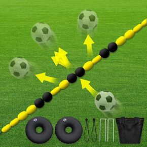 Goalkeeper Training Equipment - 2.5m Single Line Deflector for Reflex & Agility Training with Water Bags - Essential Soccer Training Aids (Yellow) in Kuwait