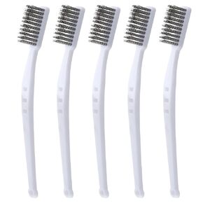 5 PCS Stainless Steel Wire Brushes for Cleaning Rust, 7.09in Small Stainless Wire Brush for Cleaning, Heavy-Duty Curved Handle Metal Brush for Cleaning Welding Slag and Rust Removal in Kuwait