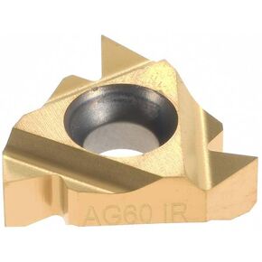 إدراج خيوط Laydown، 16IRAG60 HG330TR، كربيد، لمسة نهائية TiC وTiN، اليد اليمنى، ملف جزئي داخلي 60 درجة، دائرة منقوشة 3/8 بوصة، سمك 0.146 بوصة in Kuwait