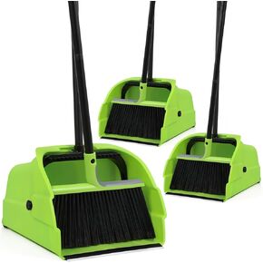 (3PK) مجموعة مكنسة ومجارف تجارية ضخمة مع مجرفة كبيرة قائمة ومكنسة شديدة التحمل، مقبض طويل، لتنظيف الأرضيات الداخلية/الخارجية، مستلزمات النظافة in Kuwait