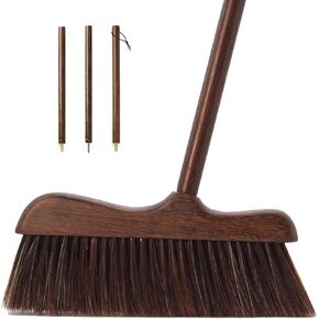 Wood Broom with Long Handle Soft Bristle Sweeper Broom Indoor Hand Brooms for Home Kitchen Office Pet Hair Removal in Saudi Arabia