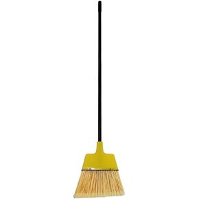PRO-SOURCE Angled Broom, 12-Inch Wide, Vinyl-Coated Metal Handle, Flagged Water-Resistant, Yellow Polypropylene Bristles, Broom Head May be Yellow or Black in Color (1) Each in Kuwait