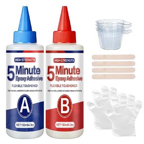 مجموعة غراء إيبوكسي لمدة 5 دقائق، لاصق إيبوكسي شفاف 250 مل، قوي، مقاوم للماء، مقاوم للحرارة، علاج سريع، غراء إيبوكسي لمدة 5 دقائق لجميع الأغراض، معدن، بلاستيك، خشب، سيراميك، زجاج والمزيد in Kuwait