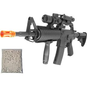 Airsoft Rifle M4 Style Spring Power Well MR744 Manual Safety 320 FPS with FlashlightRed DotGrip Free 1000 Bulldog Airsoft 6m BBS, Black, Full Size in Kuwait