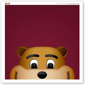 MINNESOTA Goldy the Gopher Minimalist College Mascot Fine Art Print بواسطة S. Preston - ديكور جدار غرفة الأطفال المعاصر، ملصق قابل للتجميع مقاس 12 × 12 بوصة، عمل فني رياضي نظيف ملون in Kuwait