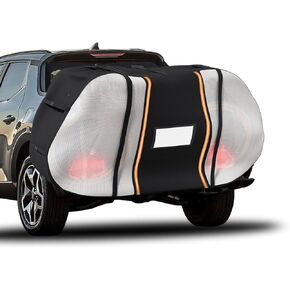 غطاء دراجة للنقل على الرف، غطاء دراجة مقاوم للماء لنقل 1,2 دراجة على خلفية السيارة، مع شريطين مطاطيين وشرائط عاكسة، أضواء خلفية مرئية، 80 بوصة طول × 36 بوصة عرض × 18 بوصة عرض × 50 بوصة ارتفاع in Kuwait